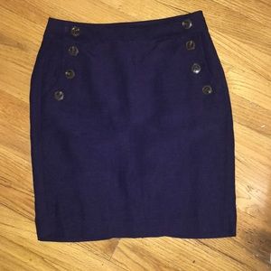 Loft Navy Blue Pencil Skirt with Buttons size 2P